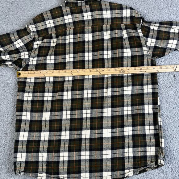 Carhartt Flannel Shirt Men Large Green Plaid Relaxed Button Workwear SPOTS PAINT - Picture 15 of 16